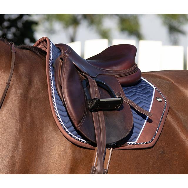 Zadeldek QHP Shiva Donkerbruin-blauw